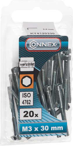 Perno con vaso hexagonal Connex cy m3x30 20 piezas vz - ky4120330