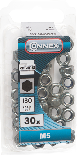 Connex tuerca de seguridad con aro de nylon M5 30 unidades galvanizado - ky4260005