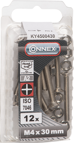 Connex metaalschroef vz-k m4x30 12st a2 - ky4500430