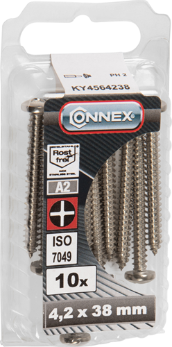 Connex plaatschroef pank 4.2x38 10st a2 - ky4564238
