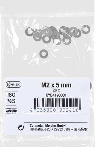 Connex sluitring vlak m2x5 vz 20st - kyb4190001