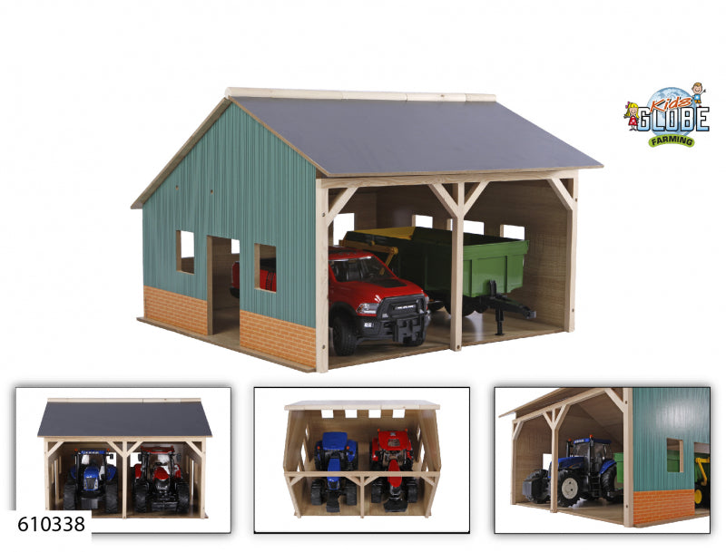 Kids Globe Globe Loods para 2 tractores, 1:16