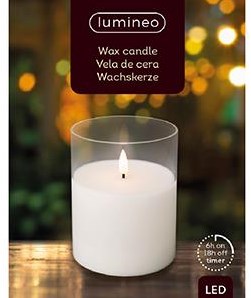 Candela tremolante a LED in vetro 10x12,5 cm bianco - 5509675