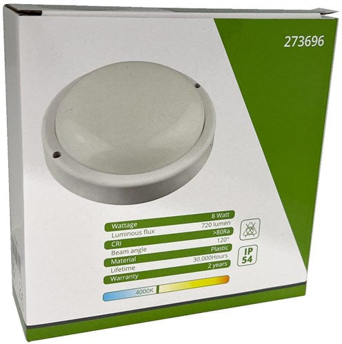 Lampada da parete a LED 8w paratia rotonda bianco 4000k - 5082105