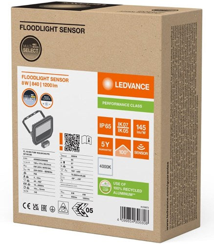 Lámpara de construcción LED Ledvance 10w 4000k negro + sensor - 5017551