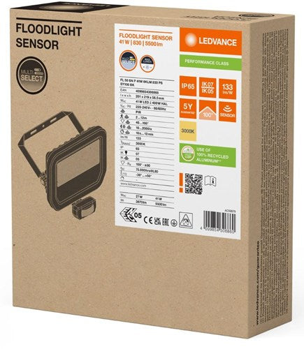 Lámpara de construcción LED Ledvance 50w 3000k negro + sensor - 5017580