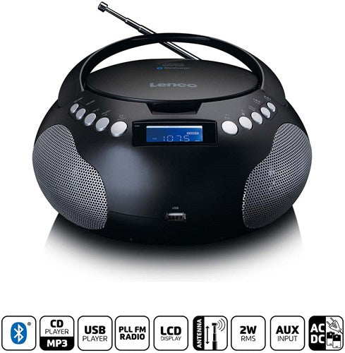 Radio portatile Lenco CD MP3 con USB e Bluetooth nera - SCD-331bk