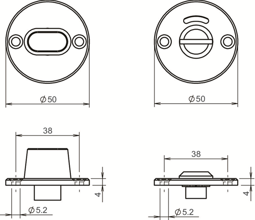 Labios que se ajustan alrededor de la roseta | redondo | libre ocupado | acero inoxidable cepillado | espesor de puerta 40 mm y 54 mm - 10020954