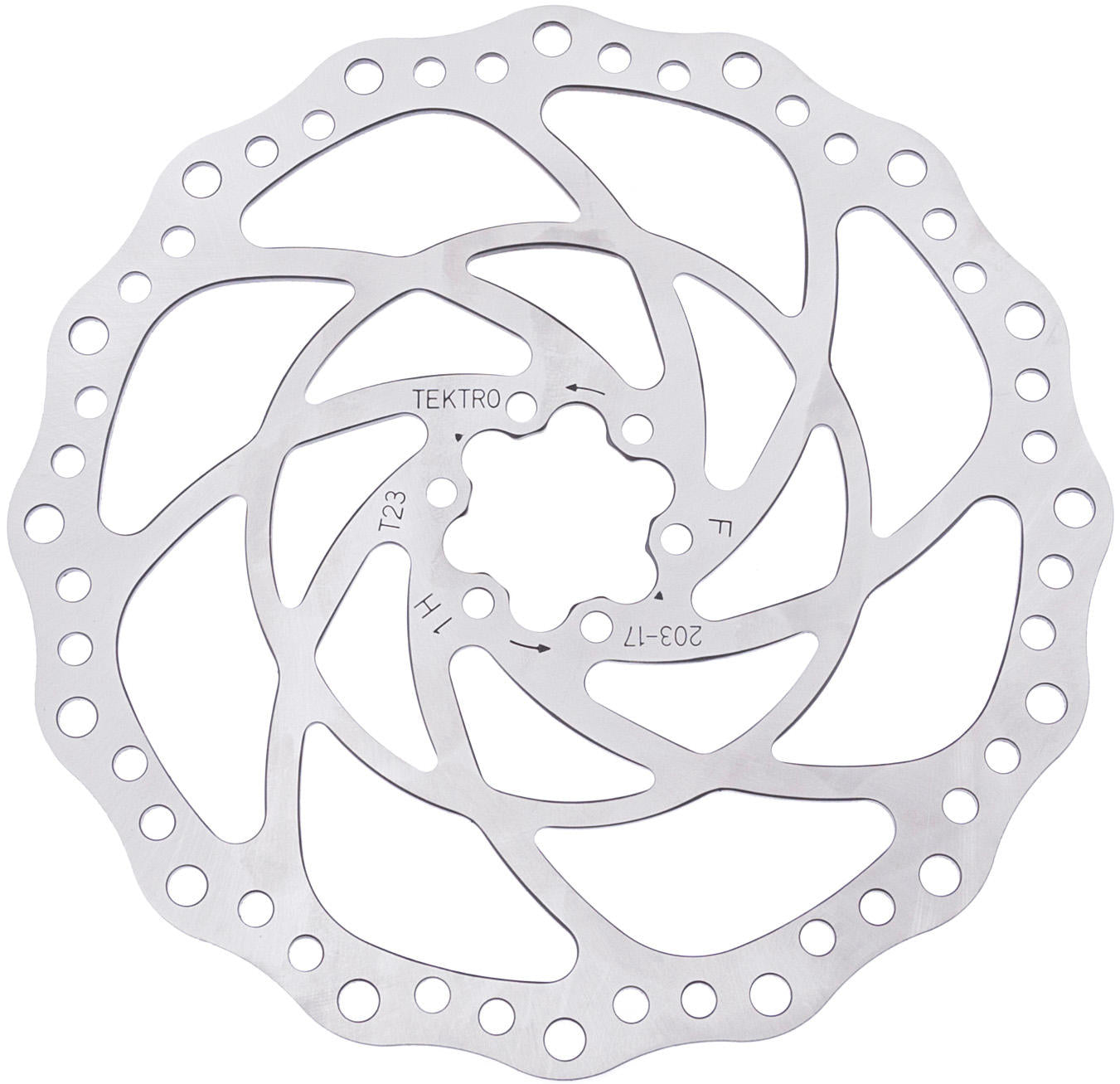Tektro TR203-17 Rotor de disco de freno Ø203 mm 2.3 mm de plata de 6 puntos
