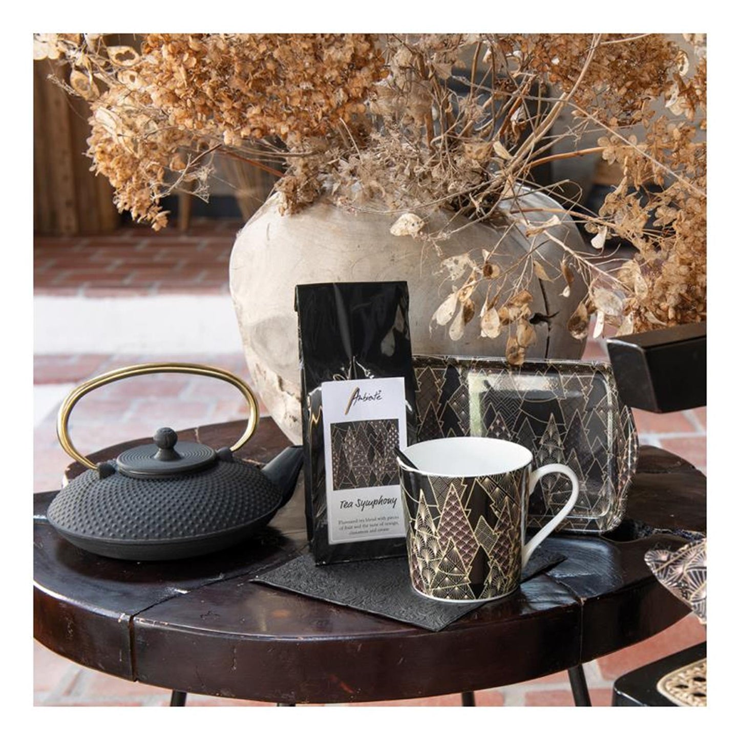 Fodera per cuscino Ambiente Luxury Trees nera