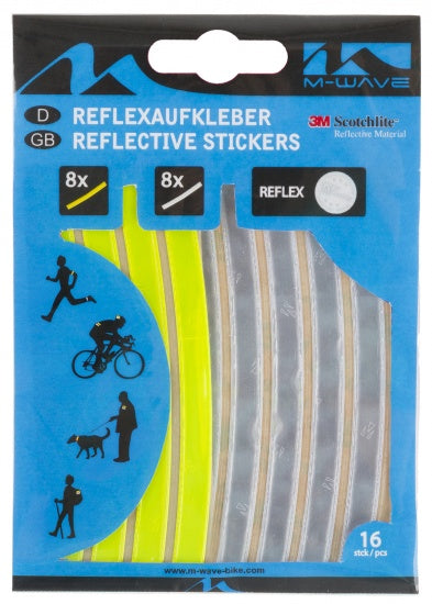 Pegatinas reflectantes de onda m blanca + amarillo 16 piezas