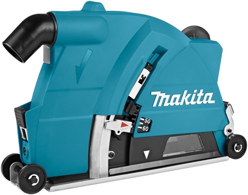 Makita dust-free grinding in concrete with this 230mm plunge dust extraction hood - 198440-5