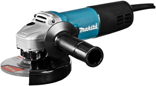 Makita 9558hnrgk3 | amoladora angular con interruptor de bloqueo | 230v | 125 mm | en caja de acero | incluido conjunto de accesorios