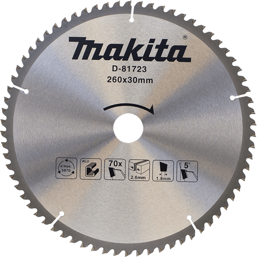 Accessori Makita lama per sega trasversale in alluminio | standard 260x30x2,8 70t 5g - d-81723