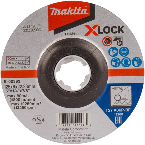 Makita accessories e-00393 | grinding disc | x-lock | 125x6.0x22.23mm | steel - e-00393
