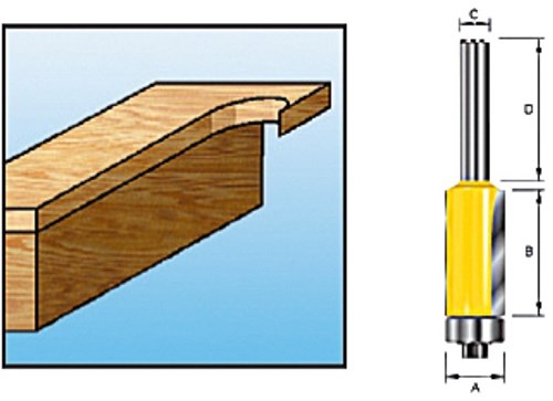 Makita accessoires makita d-10481 freesbit kantenfrees + lager s 8mm 12,7x25,4mm