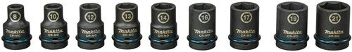 Imp Makita accessori set prese di corrente act nero, 1 2” 9 pezzi - e-16570