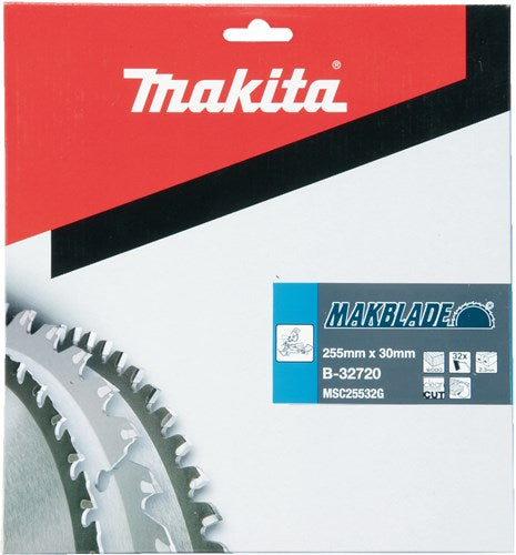 Accessori Makita lama per sega a taglio trasversale legno | Makblade 255x30x2,3 32t 5g - b-32720 b-32720