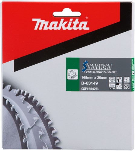 Accesorios Makita hoja de sierra circular | para paneles sándwich | 165x20x1,75mm | 42 dientes - b-63149 - b-63149