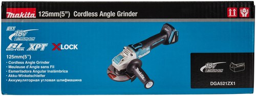 Makita dga521zx1 | 18v | amoladora angular | 125 mm | bloqueo x | cuerpo | sin pilas ni cargador | con interruptor de bloqueo - dga521zx1