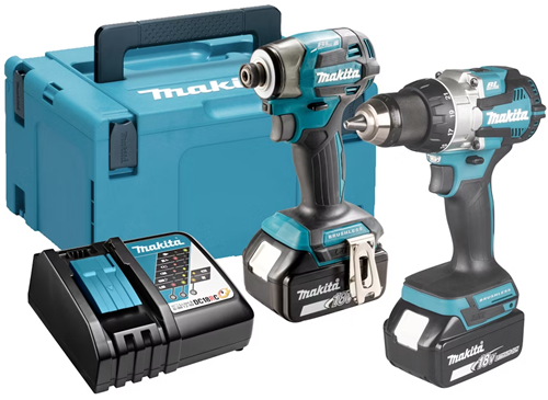 Makita dlx2527tj 18v combo trapano ddf489 trapano avvitatore a percussione dtd173z batteria 5.0 ah (2 pz), in mbox