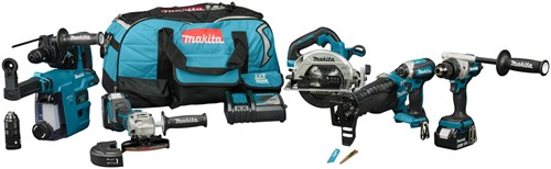 Set combinato Makita dlx7031tx1 - ddf492 + dtd153 + hebr243 + dga504 + dhs660 + djr187 + dtm52 | incl. 2 batterie da 5,0 Ah e caricabatterie - dlx7031tx1