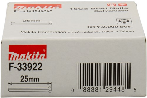 Accesorios Makita longitud del clavo versión 25mm espesor de alambre galvanizado 1,61mm - f-33922