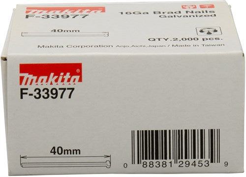 Accesorios Makita longitud del clavo versión 40 mm espesor de alambre galvanizado 1,61 mm - f-33977