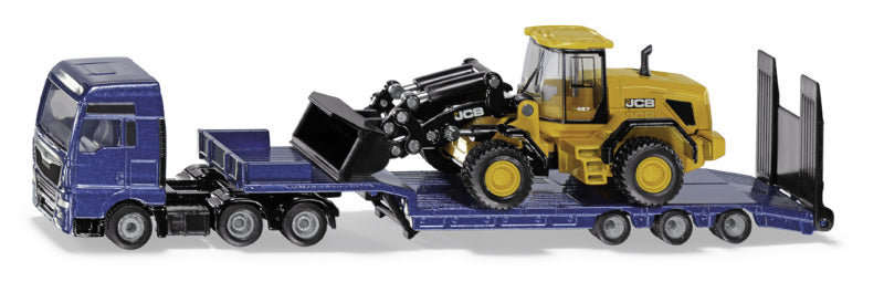 Camión siku súper man con jcb wiellader y cargador de dieta o
