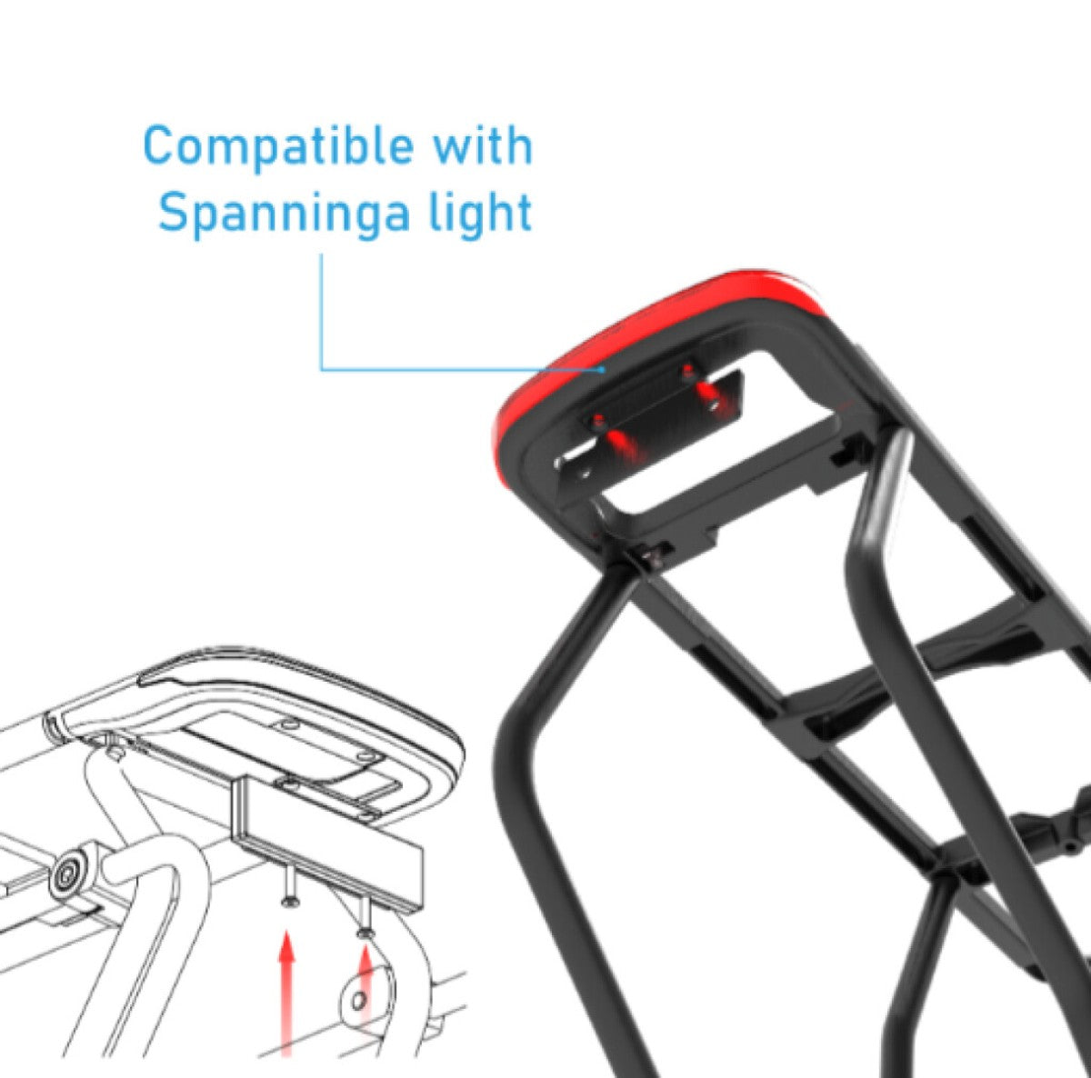 MASLOAD MIK AchterDrager 24-29 pollici (ISO-111243) con luce posteriore 6-48 VDC