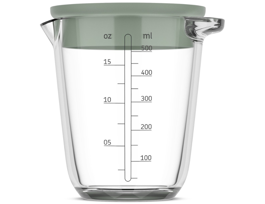 Copa de medición de vidrio 500 ml con salvia nórdica de tapa