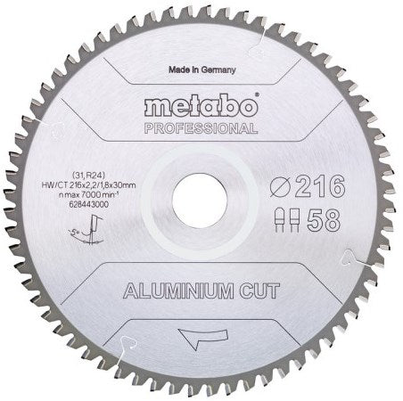 Accesorios Metabo hoja de sierra circular | perfil corte aluminio | 254x30mm | z72 fz tz 5° negativo - 628447000