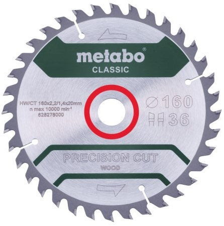 Accessori Metabo lama per sega circolare | taglio di precisione classico | 160x20mm | z36wz10° - 628278000