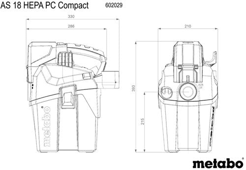 Metabo as 18 hepa pc aspirapolvere compatto cordless multiuso | 18v| senza batterie e caricabatterie - 602029850