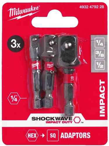 Milwaukee accesorios adaptador de enchufe shockwave set-3pc - 4932479228
