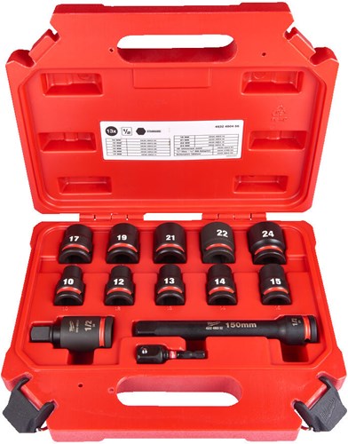 Milwaukee accessoires milwaukee shockwave™ krachtdoppenset 1 2 vierkant | kort | 13-delig - 4932480456