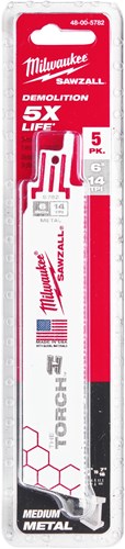 Lama per sega alternativa Ty Milwaukee Heavy Du Torch™ | torcia 150 mm x 14 tpi | 5 pezzi - 48475782
