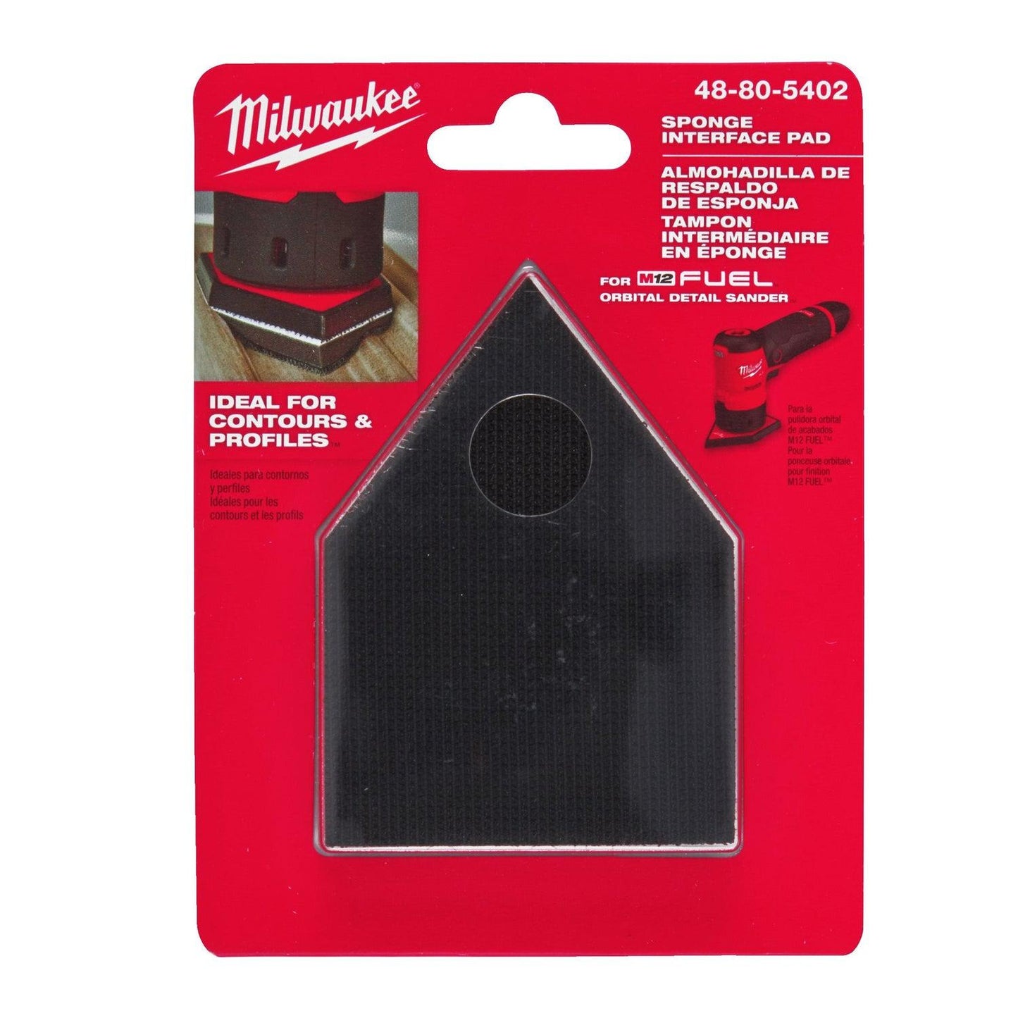 Almohadilla de interfaz de esponja Milwaukee 67 x 92 - 1 pieza esponja delta de papel de lija 67 x 92 mm para m12 fdss - 48805402
