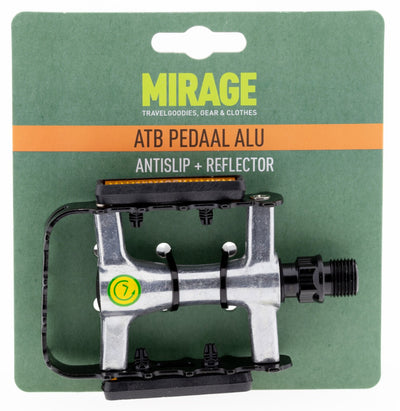 Mirage atb pedalen alu zilver+reflector blister 1500969