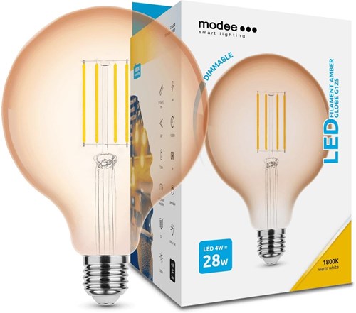 Modee LED Globe G125 E27 4-28W 1800K Filamento Ambra Dimmerabile - LED7490