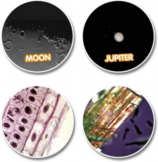 telescoop- en microscoopset aluminium zwart geel