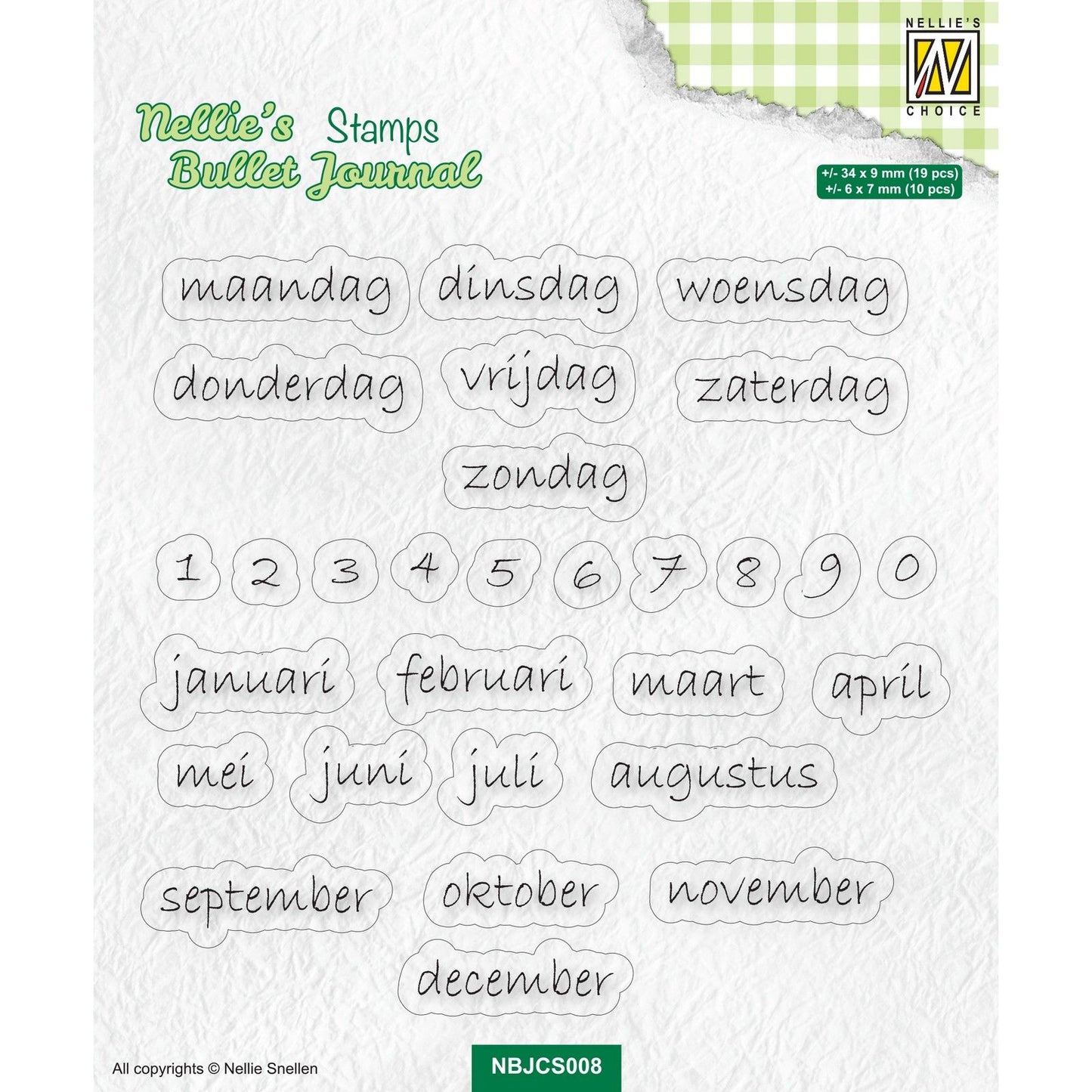 La elección de Nellie • sellos transparentes adecuados para las indicaciones del calendario holandés del Bullet Journal de Nellie