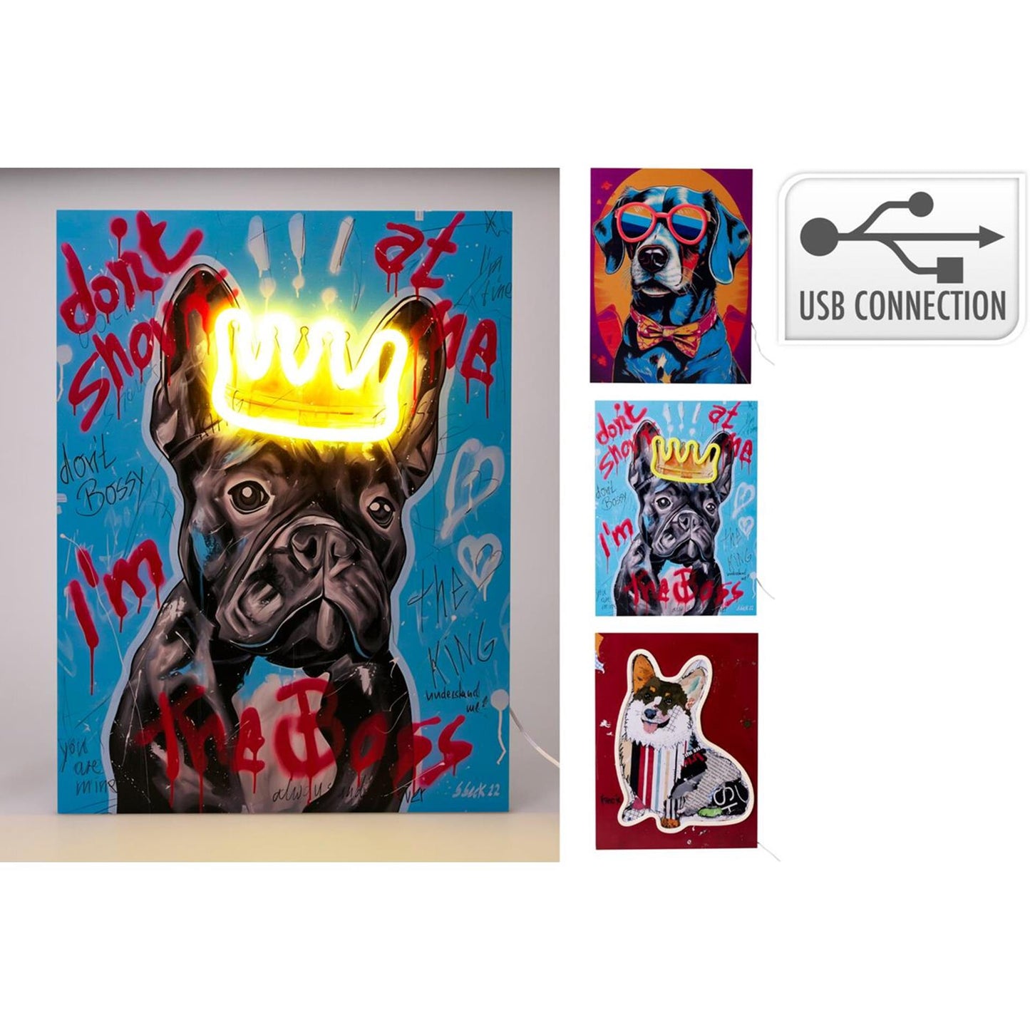 Quadro per lo styling cane neon 30x40 cm