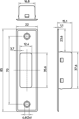 Contropiastra Nemef 1938 | plastica 22x85 mm | dr 1+2+3+4 | 85 x 22 x 15,1 mm - 9193800000