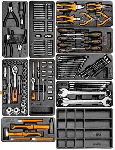 Carro de herramientas Neo 7 cajones metal, relleno 129 piezas - 6480470