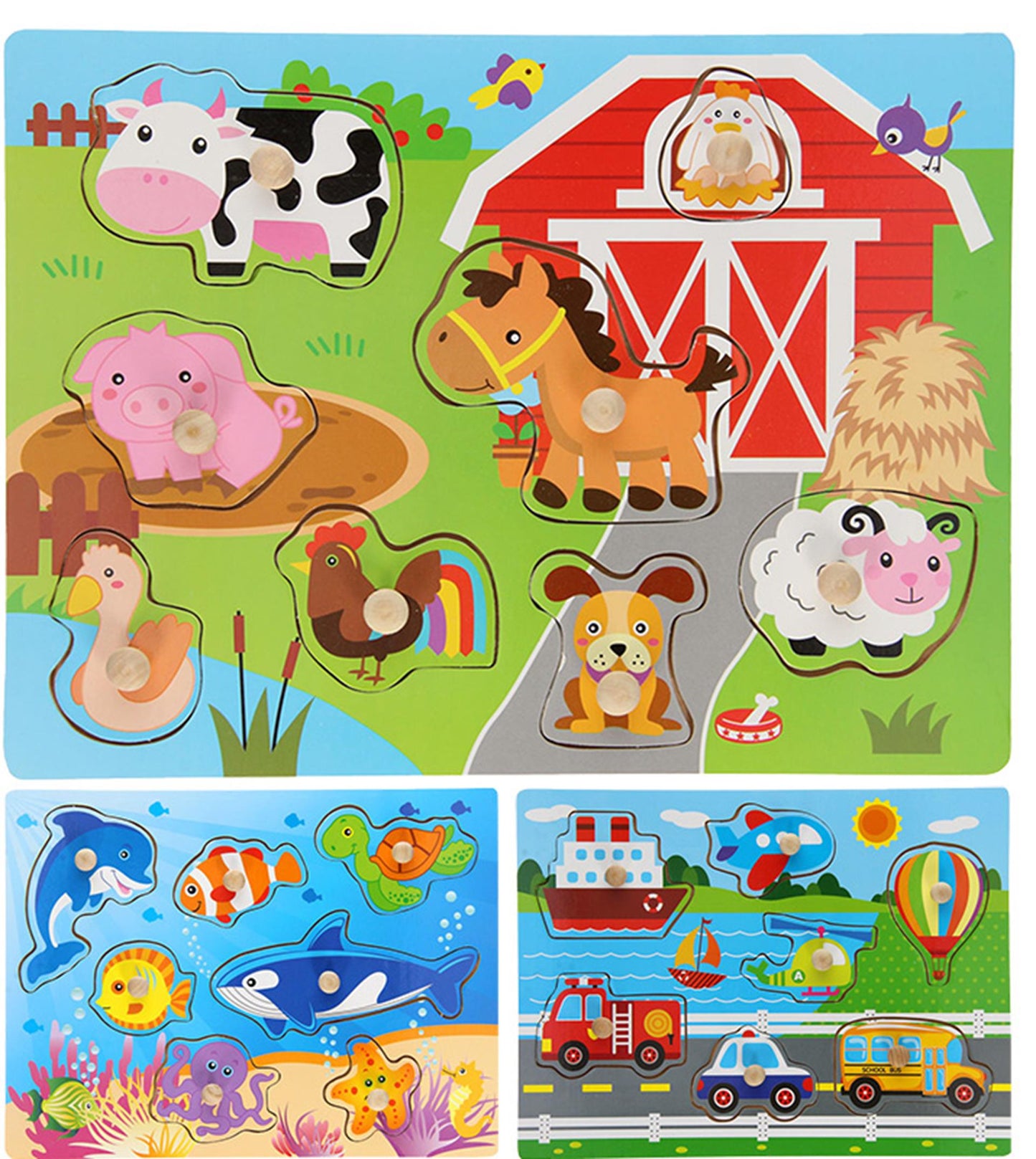 Johntoy John giocattolo puzzle con bottoni 30x22 cm