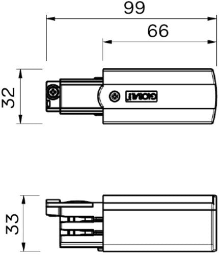 Pezzo di connessione nordico per. binario alluminio destro trifase 5050019