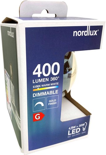 Nordlux LED Globo G125 E27 4.9-35W 2200K Filamento Spirale Oro Dimmerabile - 2760150