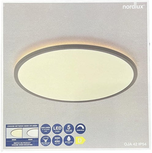 Nordlux Plafón LED oja 42 blanco 24w 3000k 4000k 42cm - 4802329