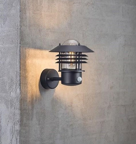 Nordlux aplique vejers con sensor e27 negro ip44 - 4800925